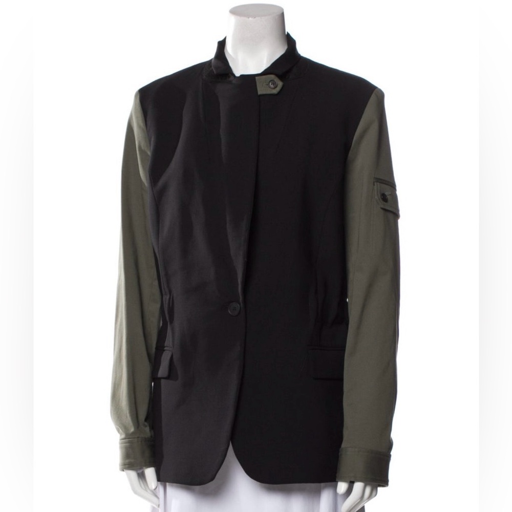 Women’s Veronica Beard Black and Olive Deconstructed Jacket zipper for add on